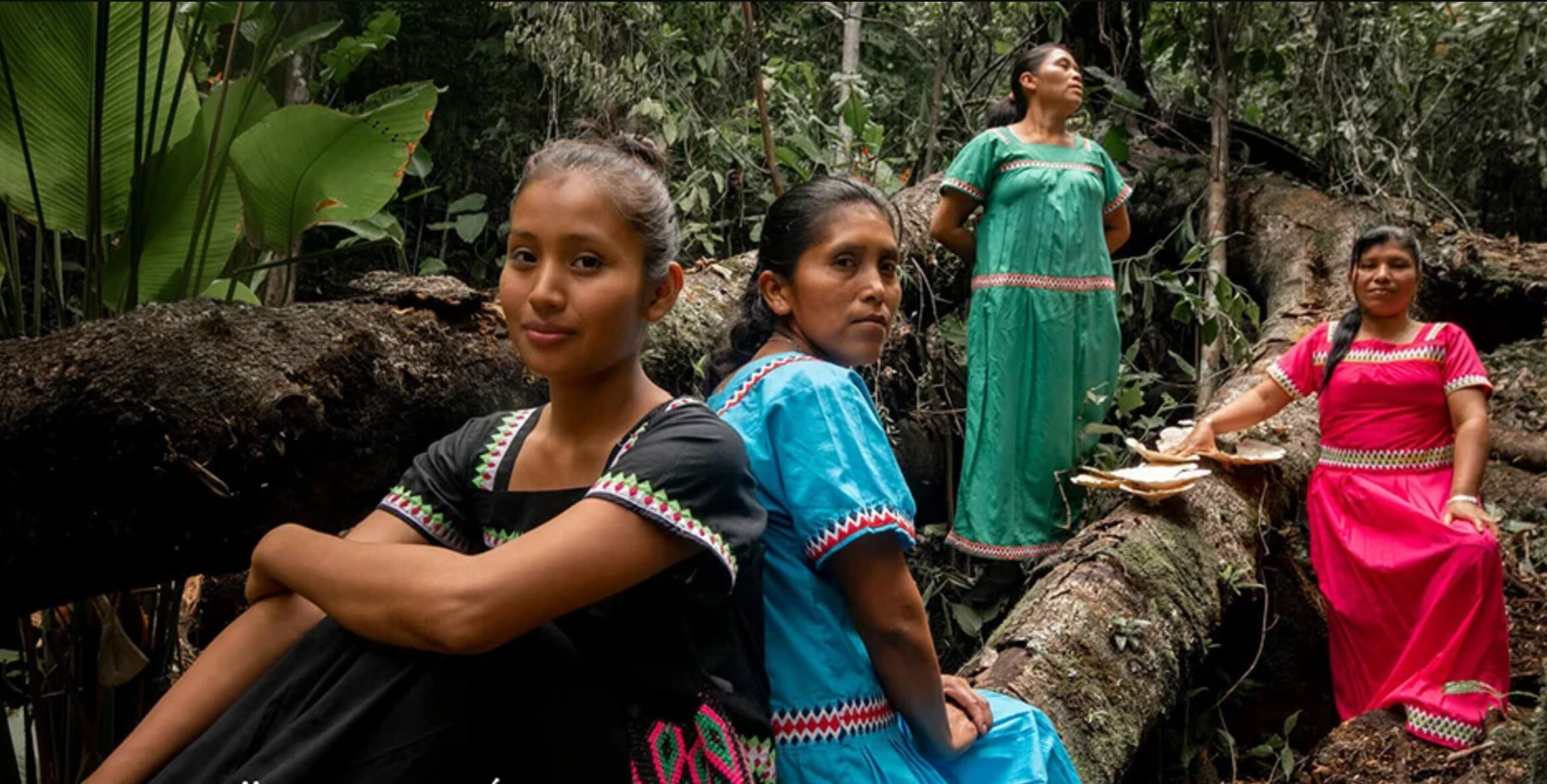 Ngäbe-Buglé women in traditional dress on San Cristóbal